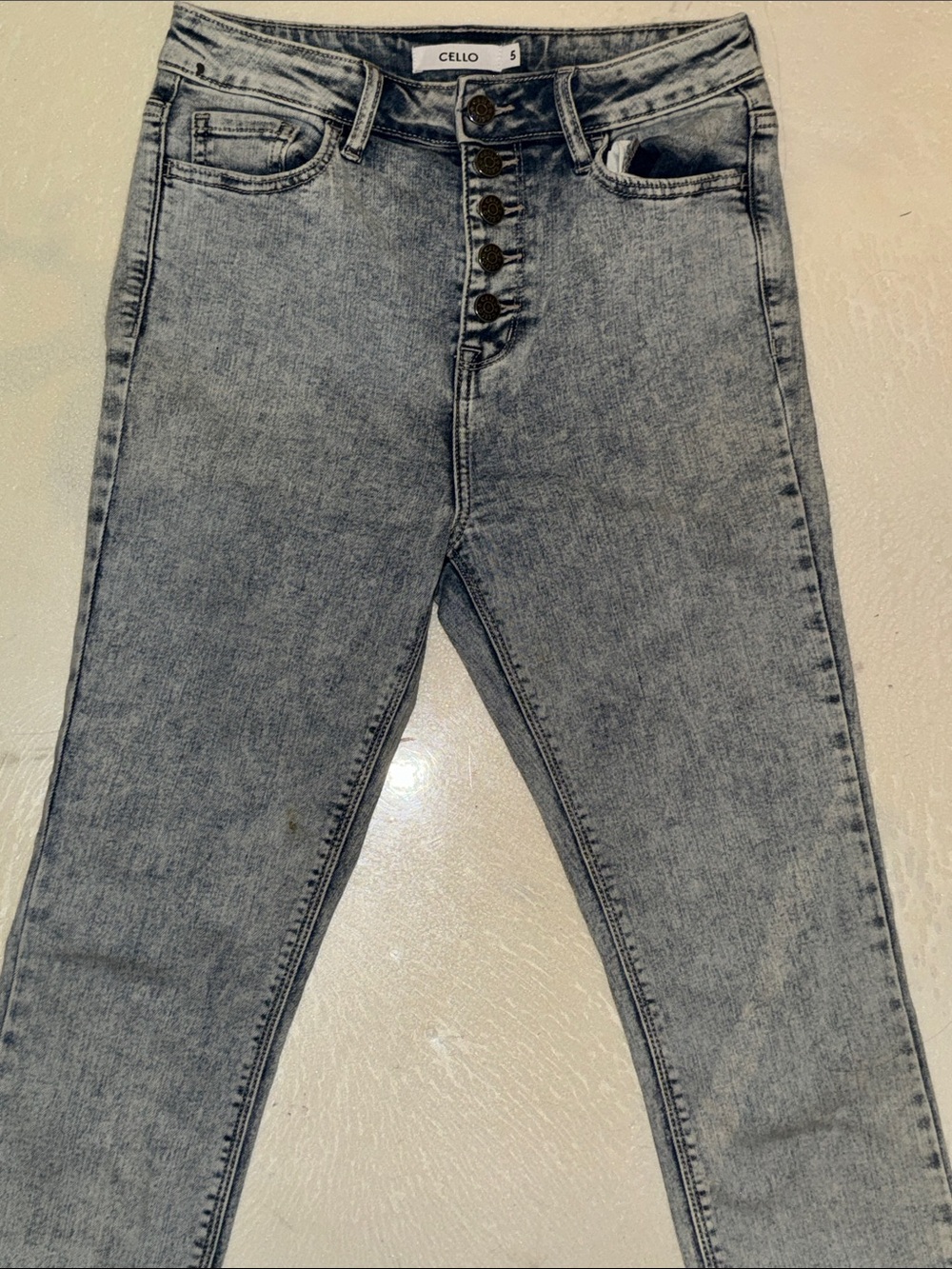 CELLO High-Rise Acid Wash Gray Jeans